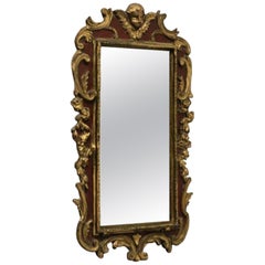 BORGHESE Antique Italian Gold & Maroon Cherub Wall Mirror