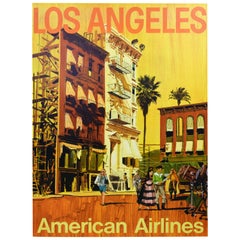 Vintage Original 1960’s American Airlines Los Angeles Travel Poster