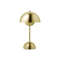 Flowerpot VP9 Portable Brass-Plated Table Lamp from Verner Panton