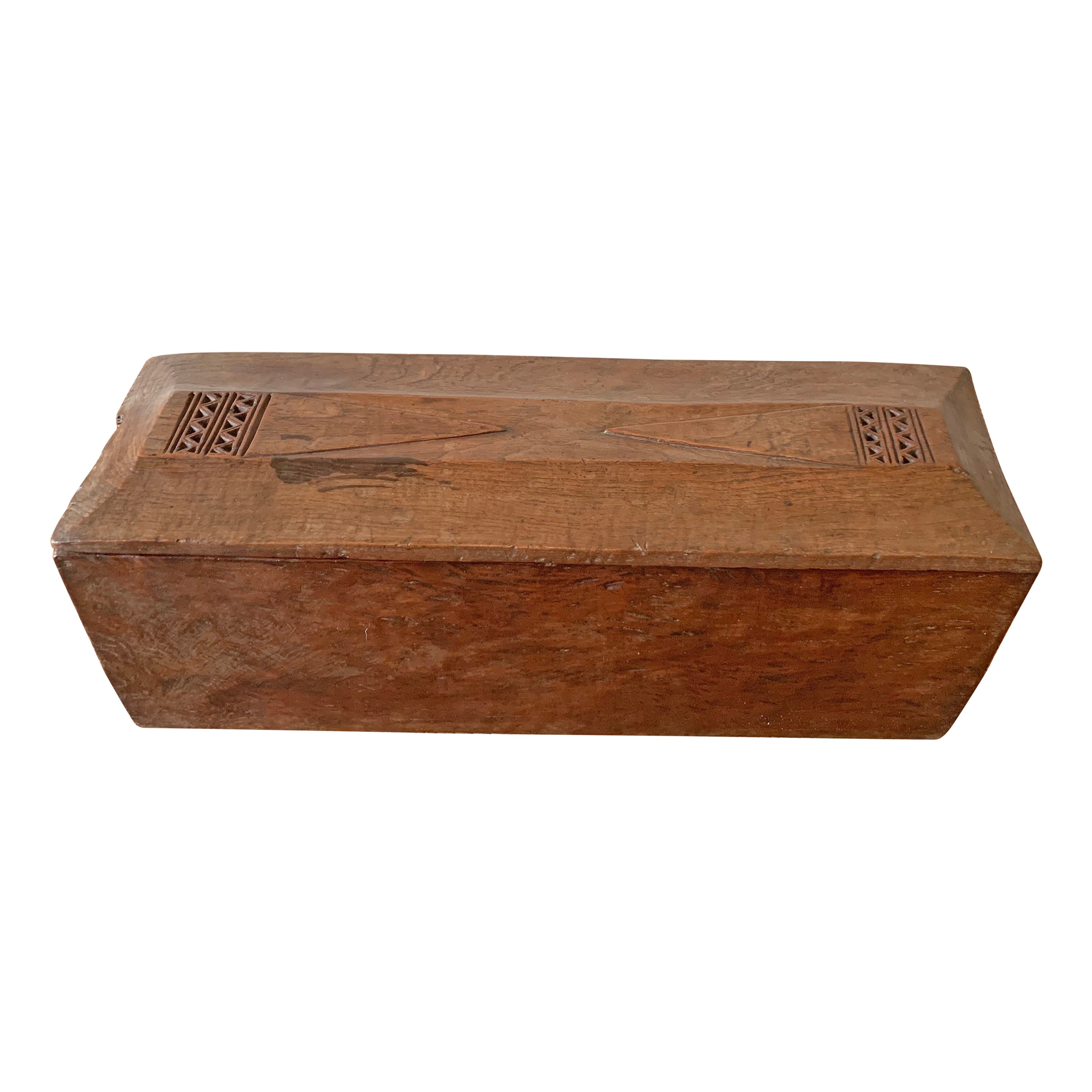 Javanese Solid Teak Storage Box with Engravings Mid-20th Century