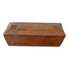Javanese Solid Teak Storage Box with Engravings Mid-20th Century
