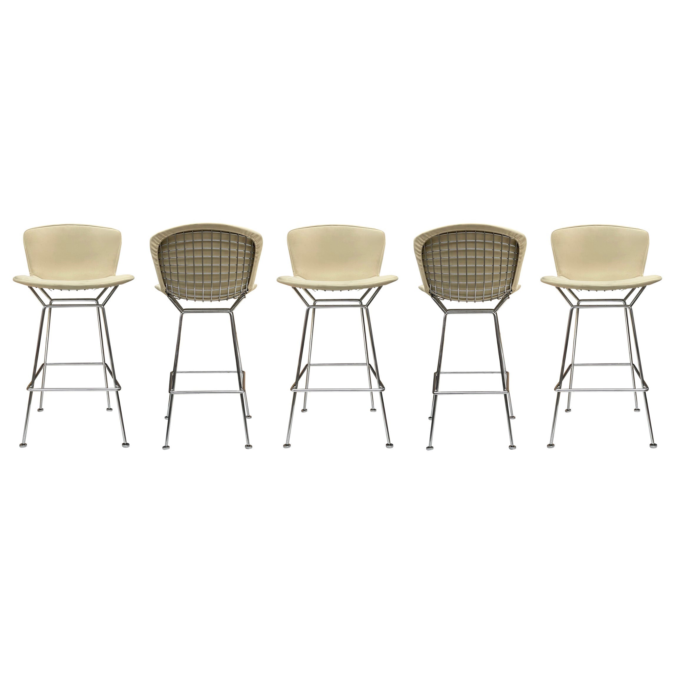 Set of Five Mid-Century Modern Harry Bertoia for Knoll Wire Bar Stools