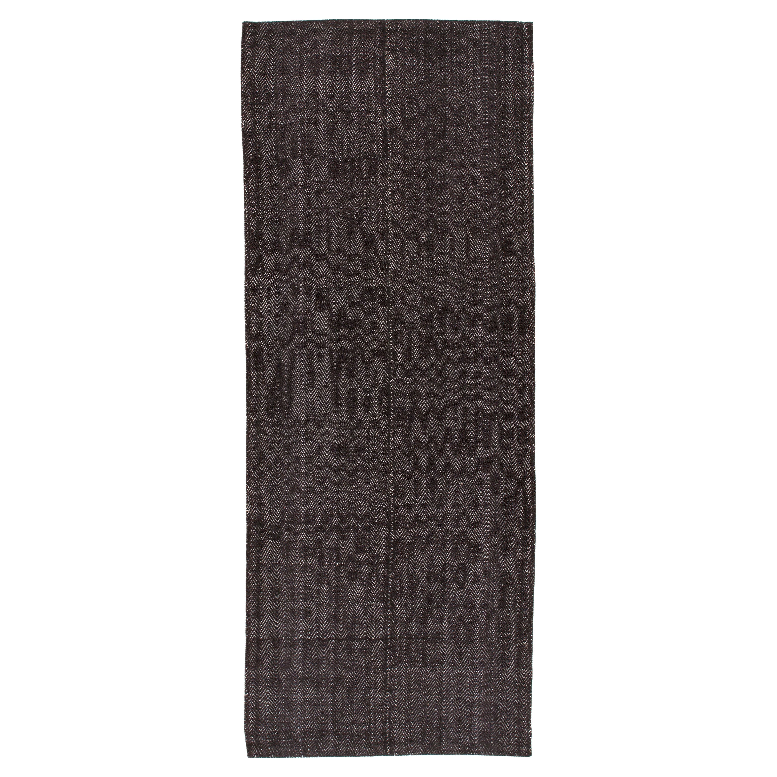 Mid-Century Modern Style Minimalist Herringbone Flatweave Runner Rug For Sale