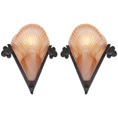 Noverdy & Marcel Vasseur French Art Deco Pair of Wall Sconces, 1925