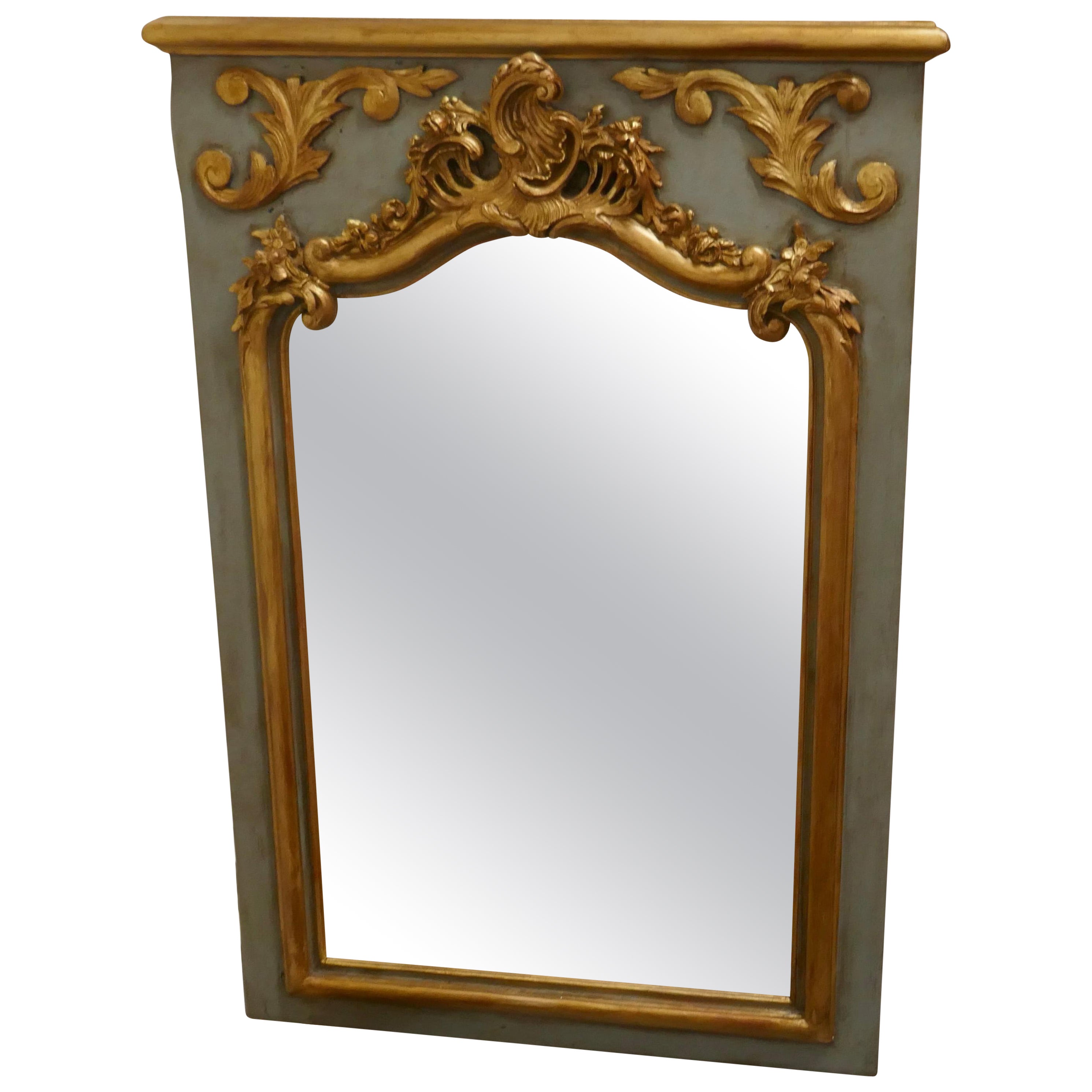 French Napoleon II Carved Gilt and Painted Console Mirror