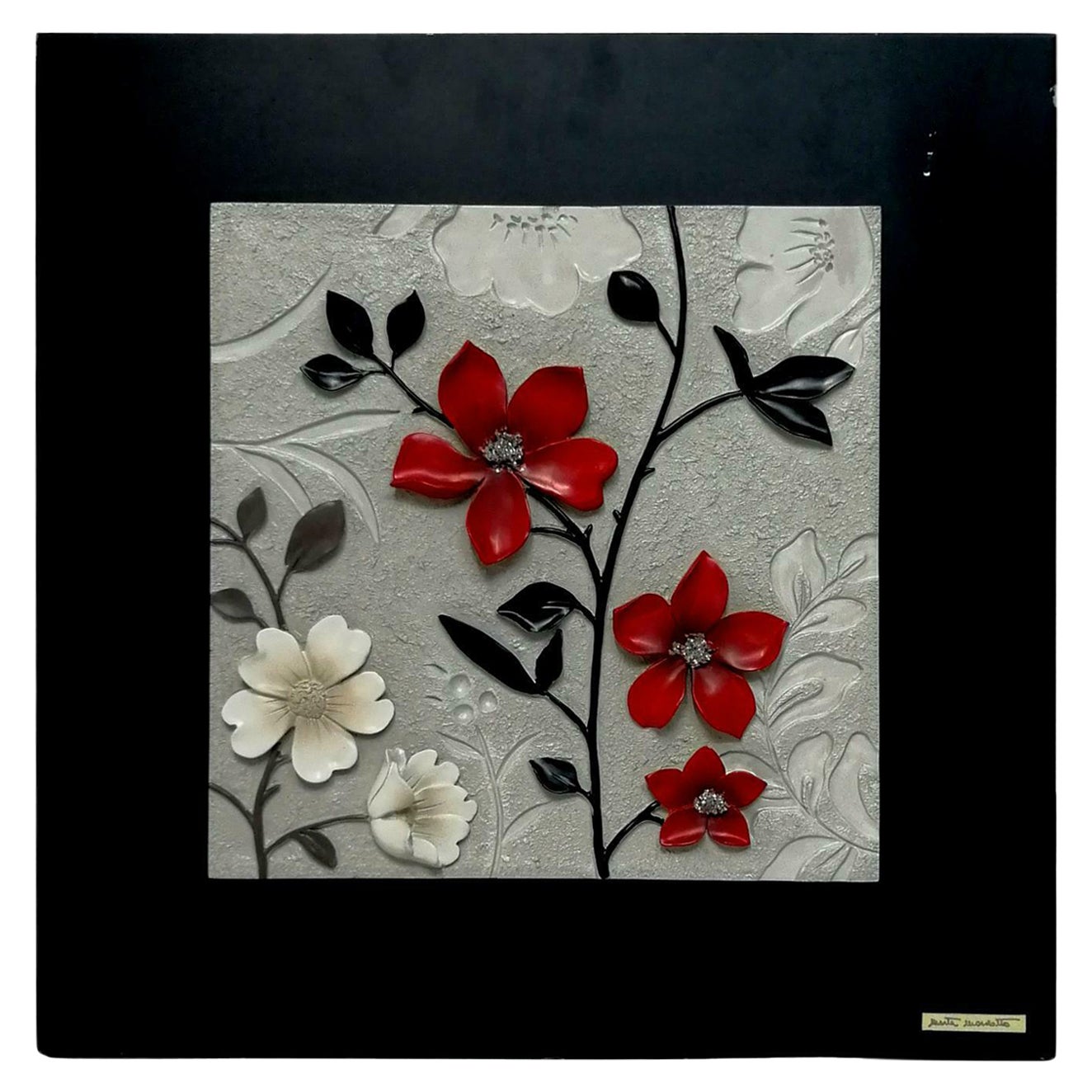 Floral Panel Sculpture Made by Marta Marzotto, 1980s For Sale