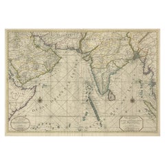 Antike Karte Südasiens mit Indien, den Maldiven, Ceylon und Arabia, um 1700