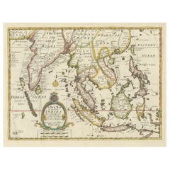 Carte ancienne couvrant toute l'Asie du Southeast Asia de la Perse à l'île de Timor, 1712