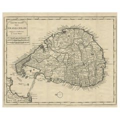 Antique Old Map of Ceylon 'Sri Lanka' with The North Oriented to The Left, 1731