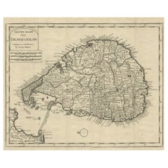 Antiguo mapa de Ceilán "Sri Lanka" con el norte orientado a la izquierda, 1731