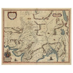 Antique Map by Mapmaker Blaeu of Northern India and Central Asia, c.1650