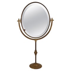 Antique Brass Oval Table Mirror