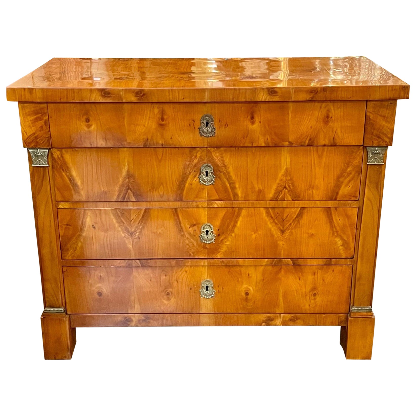 19th Century Austrian Empire Style Walnut Commode For Sale