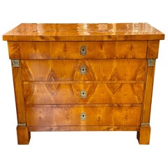 Antique 19th Century Austrian Empire Style Walnut Commode