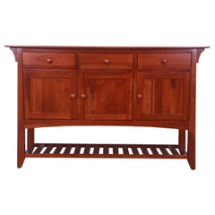 Ethan Allen Arts & Crafts Cherry Wood Sideboard or Bar Cabinet, Newly Refinished