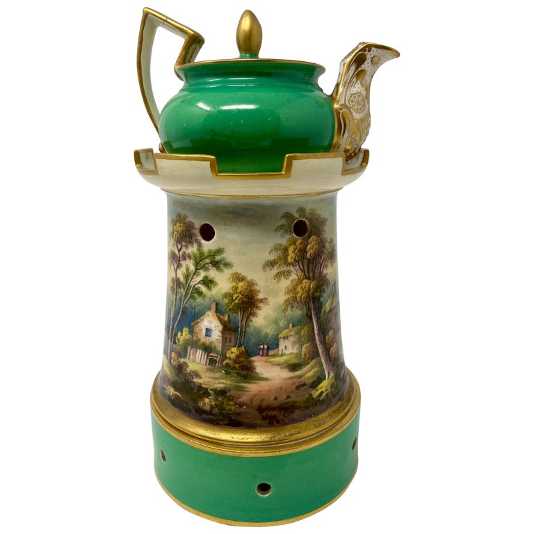 Ancienne lampe de nuit en porcelaine française « Veilleuse » ou chaudron à  thé, vers 1880-1890 En vente sur 1stDibs