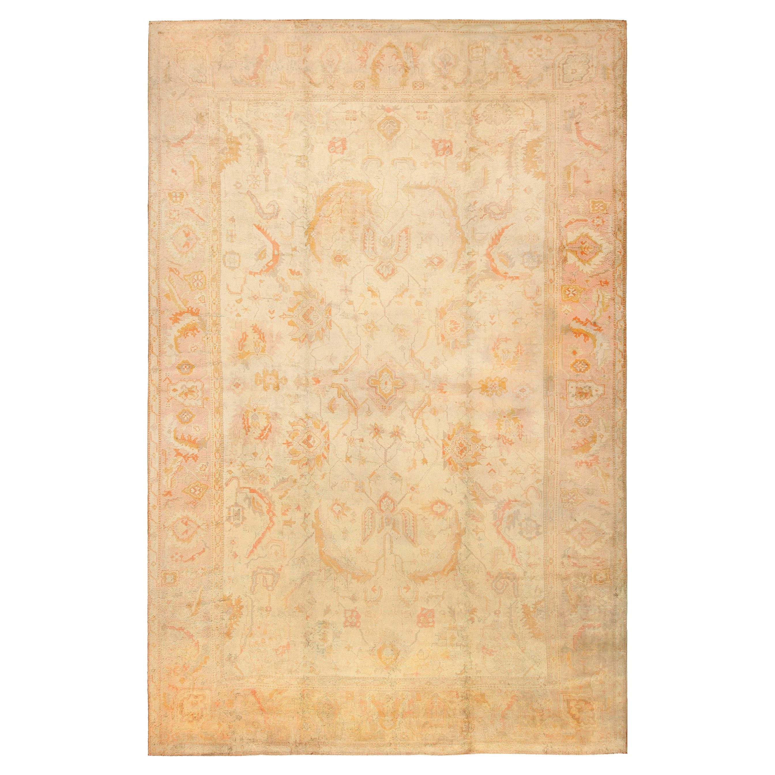 Antiker türkischer Oushak-Teppich. Größe: 12 ft 8 in x 19 ft 7 in