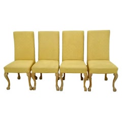 Retro Lot of Four Classic Chairs in Carved and Pickled Wood, 19070s