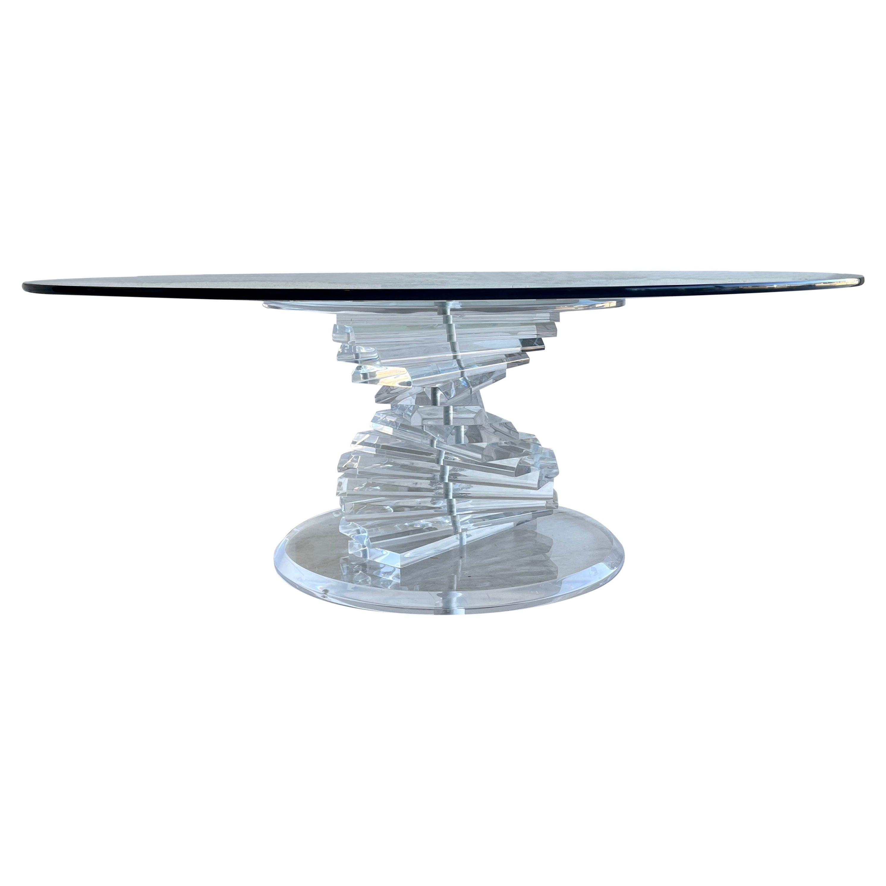 Helix Spiral Lucite Coffee Table For Sale