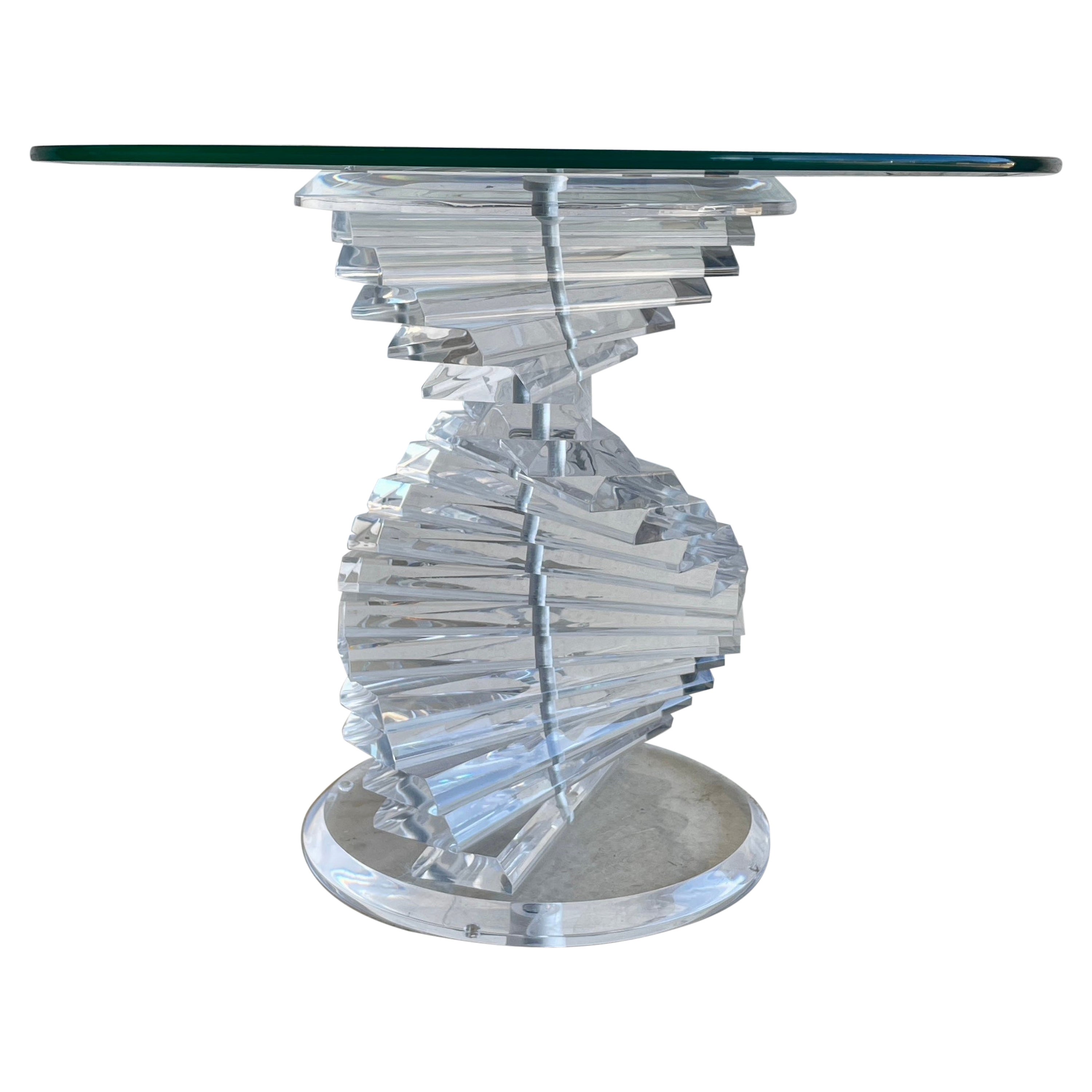Helix Spiral Lucite Side Table For Sale