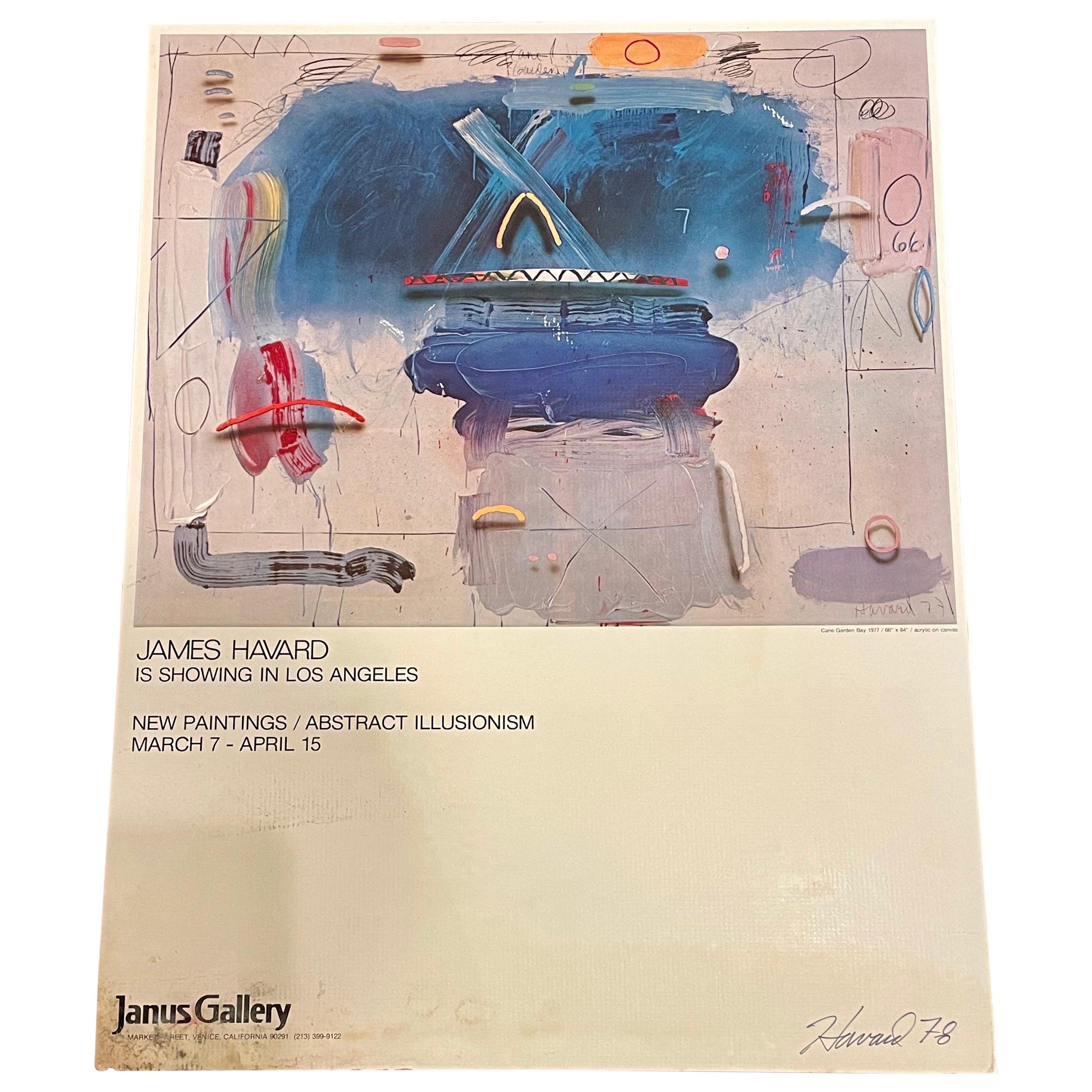 Rare affiche d'exposition originale de la Janus Gallery signée et datée par James Havard en vente
