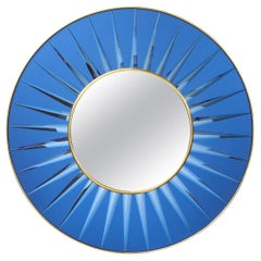 "Merida Blue” Circular Wall Mirror by Ghiró Studio
