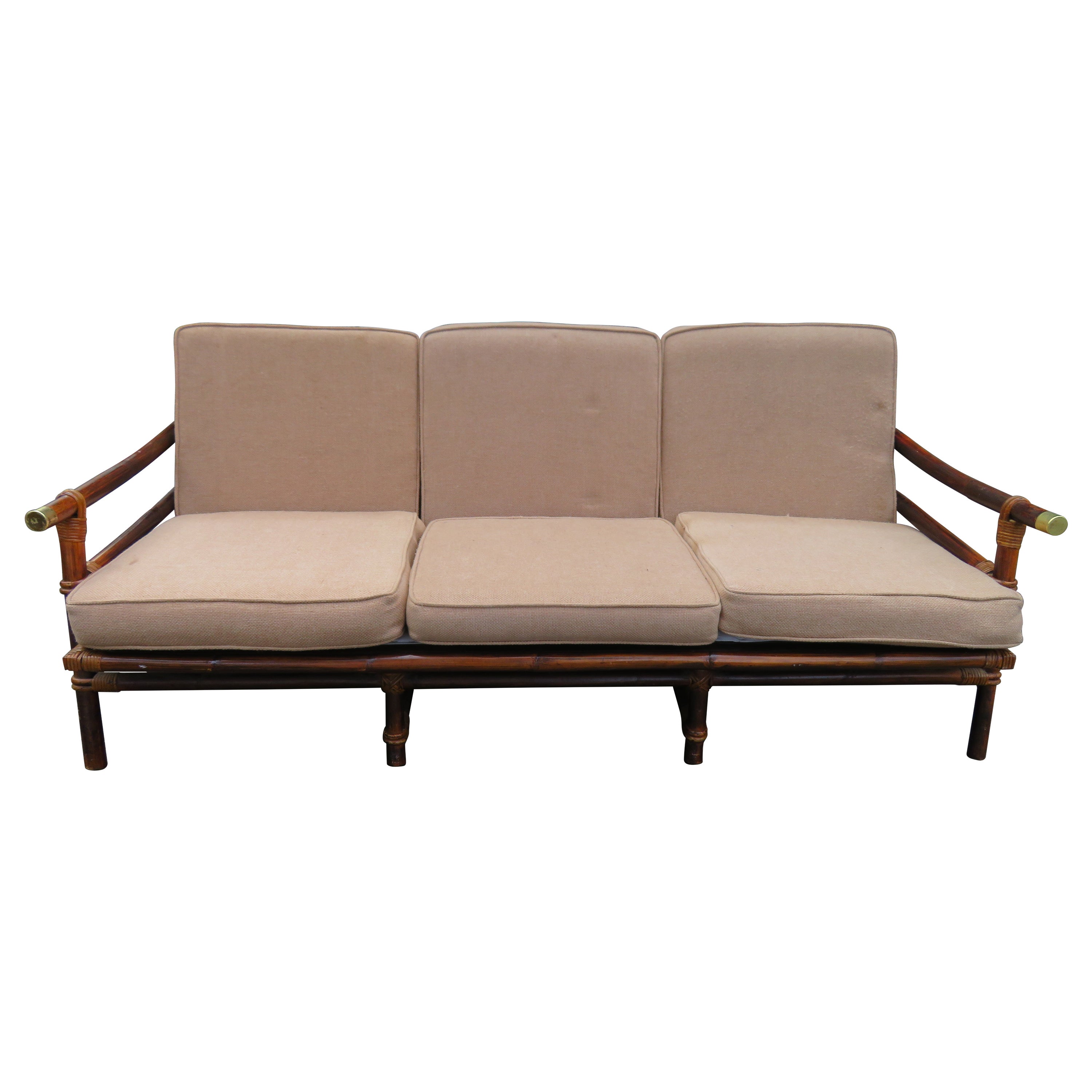 Rattan Campaign Style Ficks Reed Far Horizon Collection Sofa by John Wisner For Sale