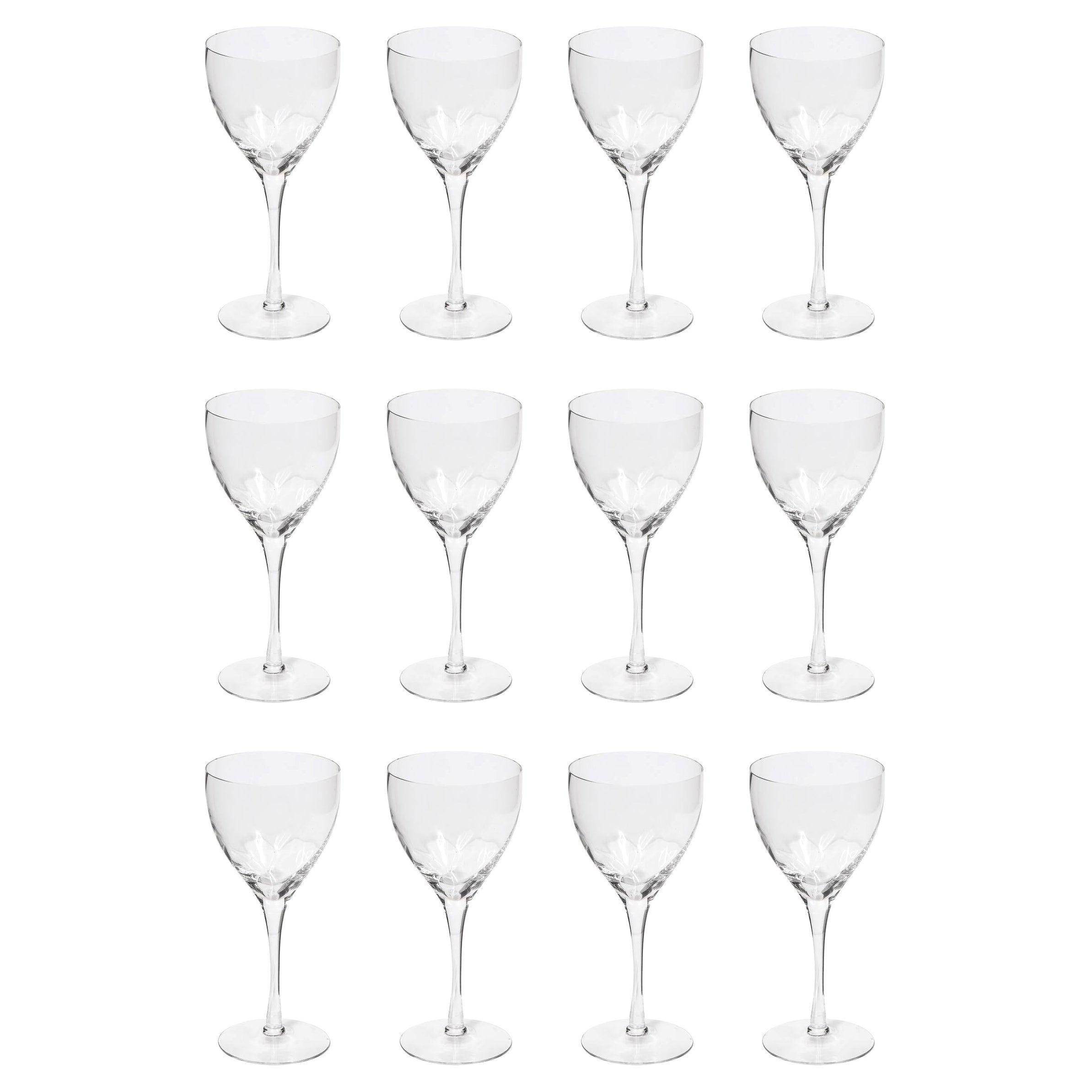 Set di dodici bicchieri da vino/acqua in cristallo traslucido testurizzato di Tiffany & Co.