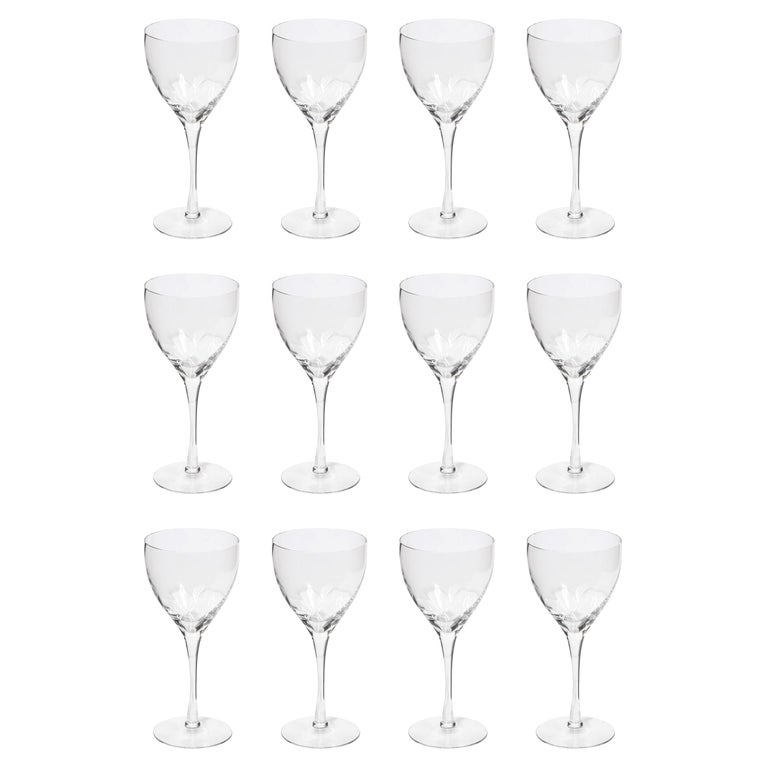 Set of Twelve Textured Translucent Crystal Wine/ Water Glasses by
