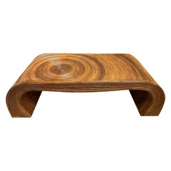 Gabriella Crespi Style Split Reed Bamboo Arched Coffee Table