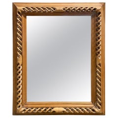 Carved Blonde Wood Wall Mirror