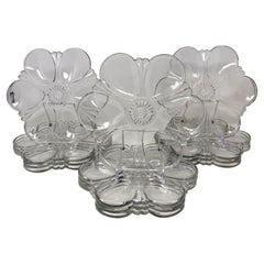 Set of 12 Estate American "Cambridge Ohio" Hand-Made Glass Oyster Plates Ca 1950