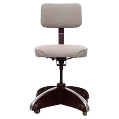 Retro Ahrend De Cirkel Industrial Rolling Office Chair in Plum with Gray Upholstery