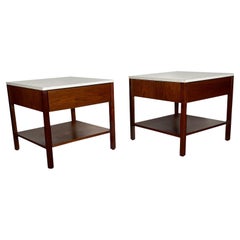 Pair Florence Knoll Walnut Nightstands 