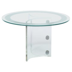 Retro Vladimir Kagan Lucite & Glass Dining or Center Table, c. 1970s