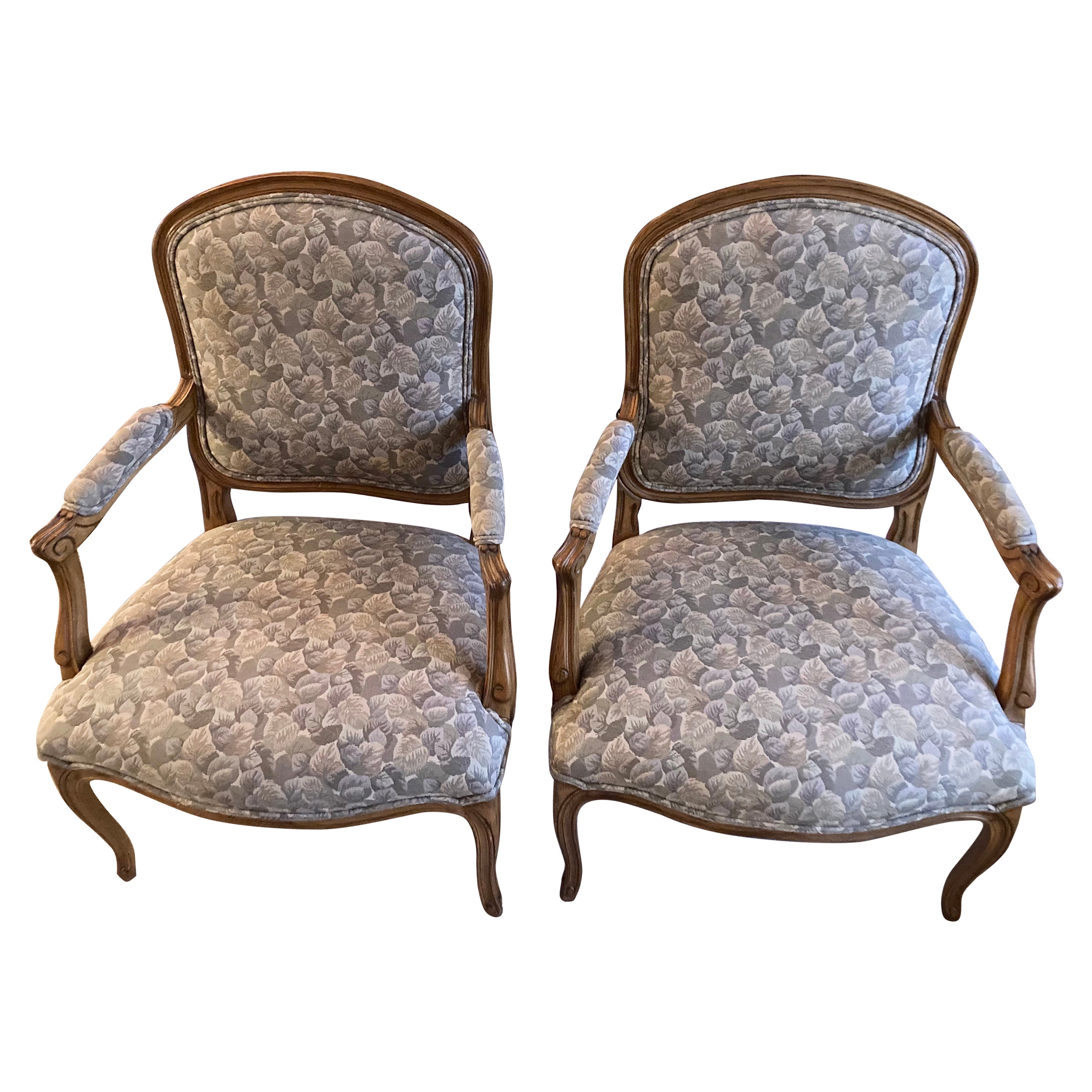 French Style Bergere Chairs, a Pair