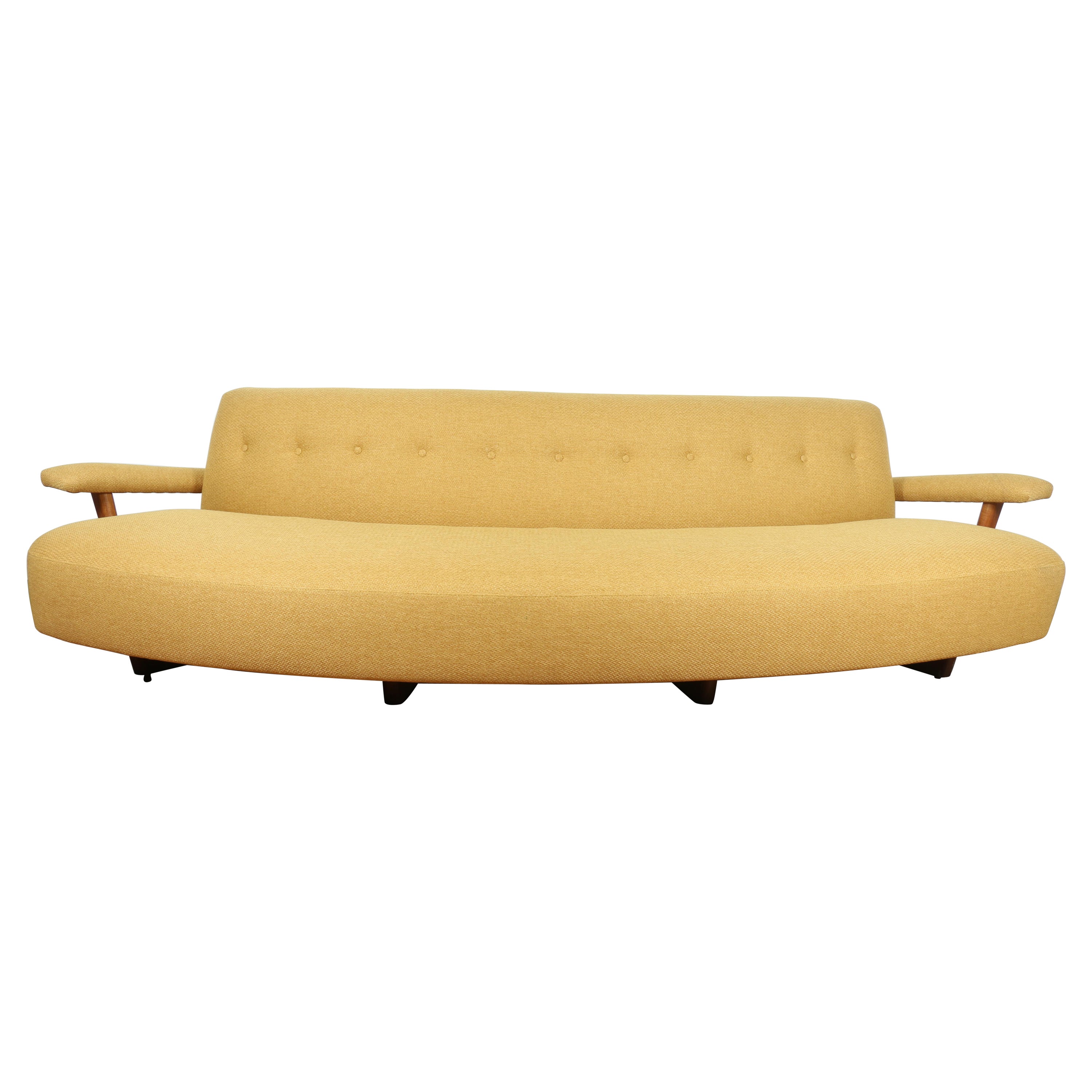 1950's Curved Oak Sofa 