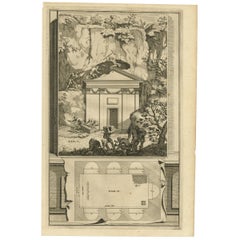 Used Print of An Ancient Roman Tomb and a Floor Plan in Rome, Italy, 1704