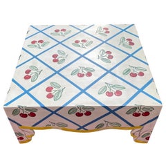 Vintage French Country Draped Multicolor Footstool