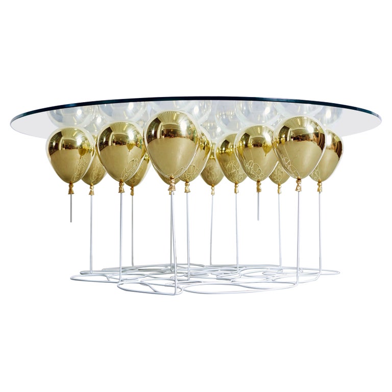 Round Balloon Coffee Table, Gold For Sale