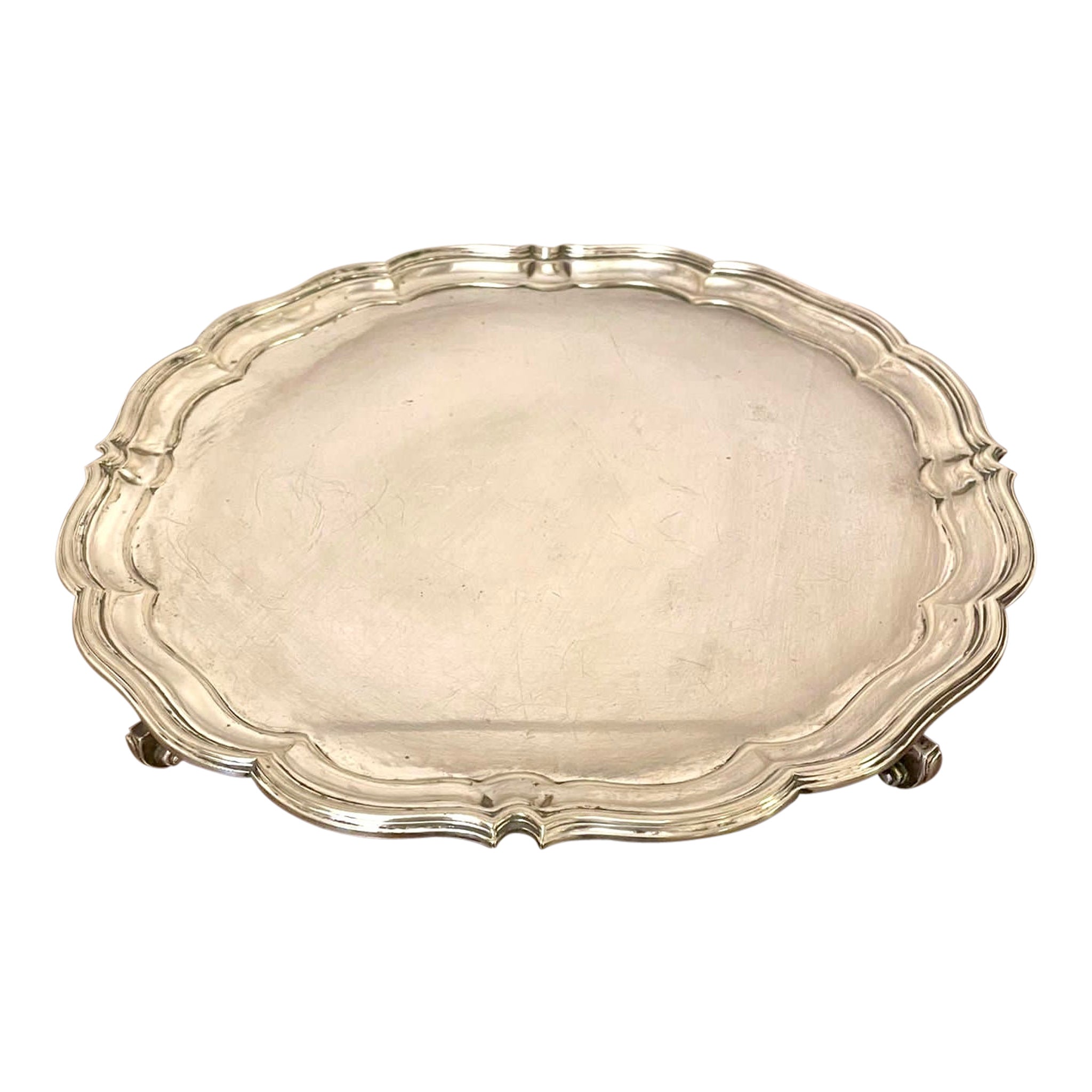 Antique Edwardian Quality Silver Plated Tray For Sale
