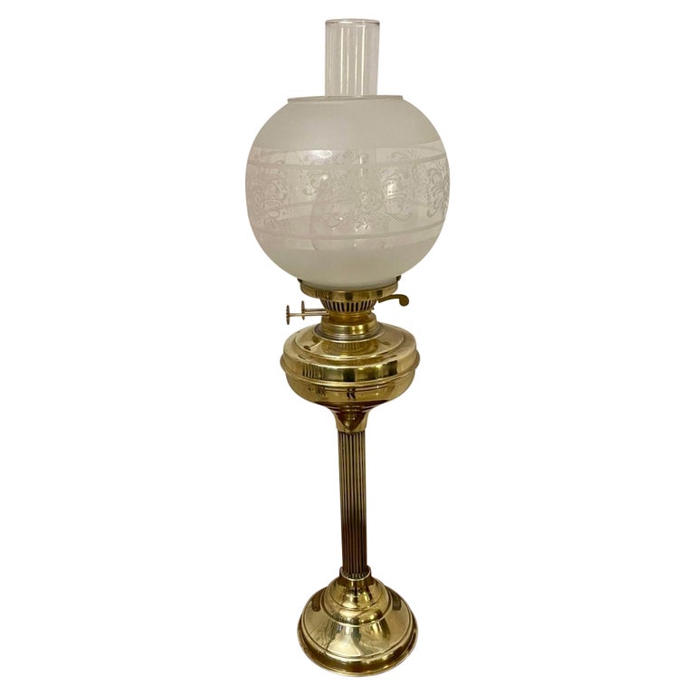 Antique Victorian Quality Brass Oil Lamp For Sale at 1stDibs