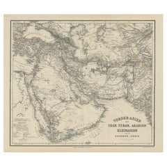 Carta antica tedesca dell'Iran e dell'Arabia, 1866