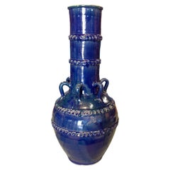 Handmade Glazed Ceramic Vase in Indigo Blue Tone