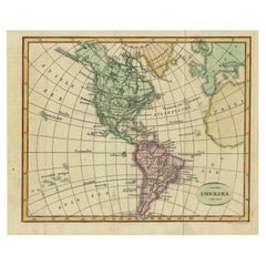 Decorative Dutch Antique Map of North and South America, 1841