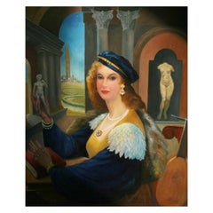 Oversized Surreal Rennaisance Countess Female Oil Painting