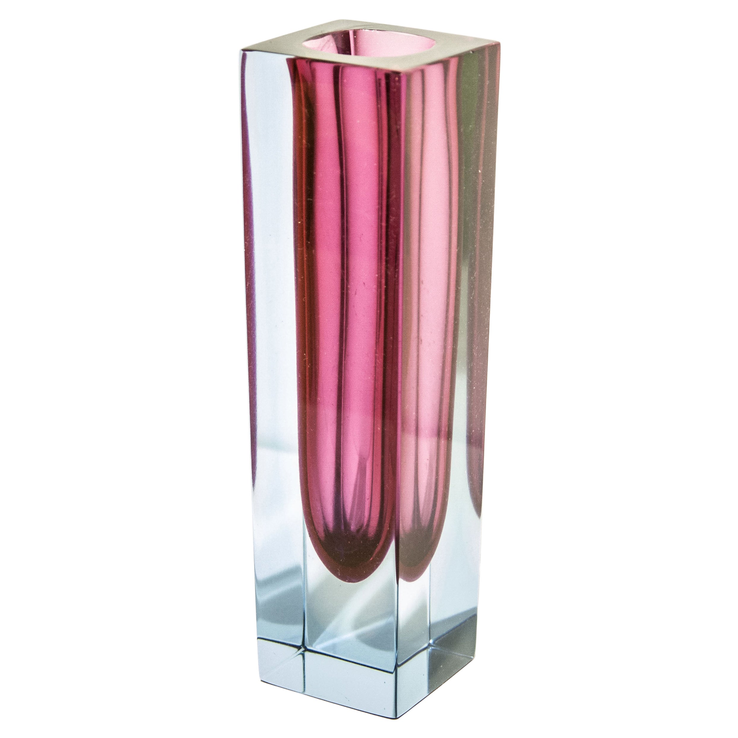 Flavio Poli Hand-Crafted Pink Murano Small Glass Vase, Italy, 1970