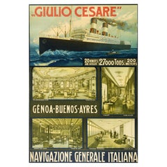 Original Vintage Poster Giulio Cesare Steam Ship Ocean Liner Cruise Travel NGI