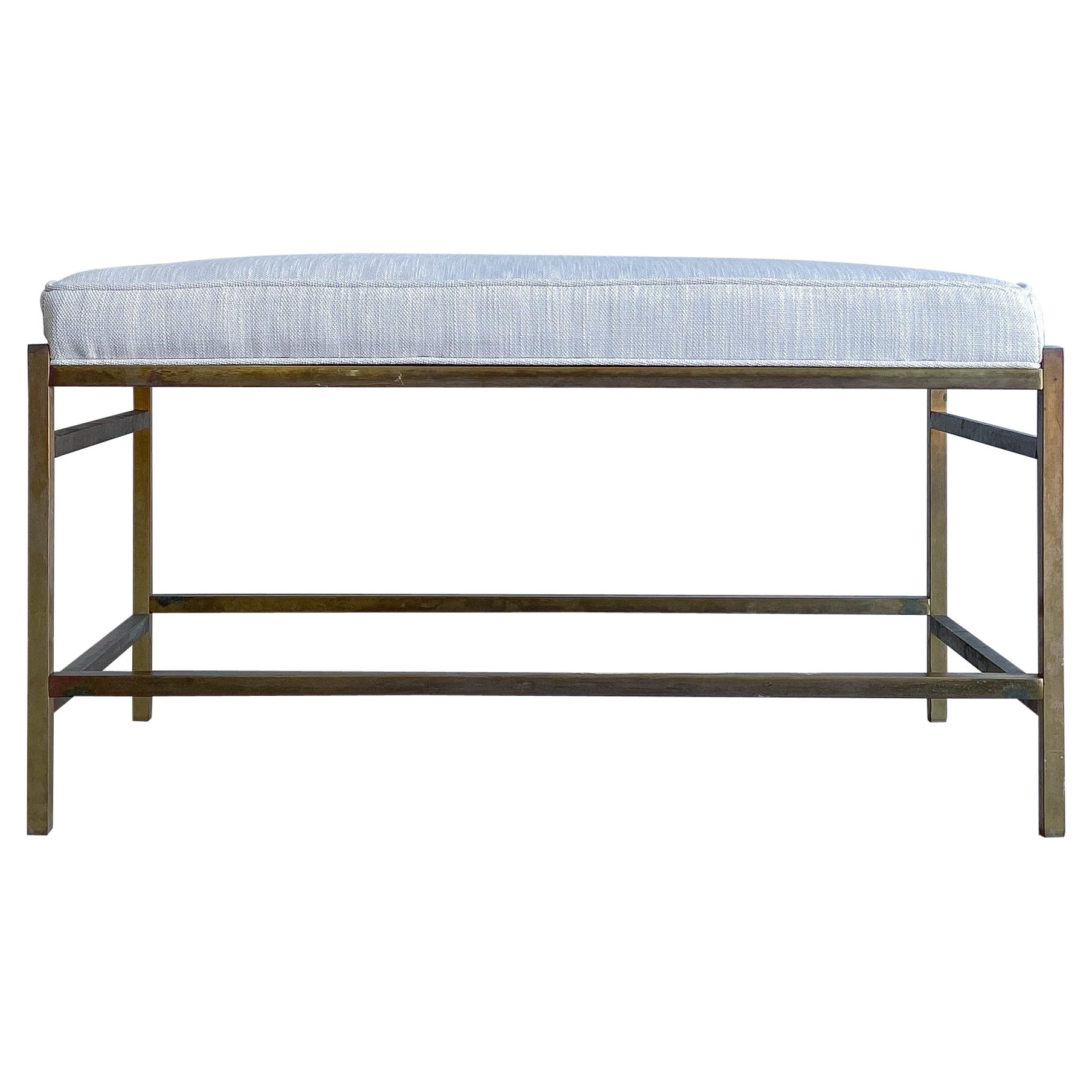 Mid-Century Modern Architectural Brass Bench in the style of Harvey Probber
