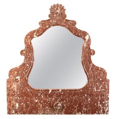 French Red Marble Overmantle Mirror